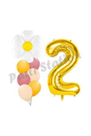 Papatya Konsept 9 Yaş Balon Set Papatya Çiçek Bahar Konsept Doğum Günü Parti Balon Set