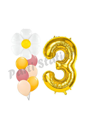 Papatya Konsept 9 Yaş Balon Set Papatya Çiçek Bahar Konsept Doğum Günü Parti Balon Set