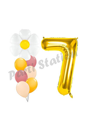Papatya Konsept 9 Yaş Balon Set Papatya Çiçek Bahar Konsept Doğum Günü Parti Balon Set