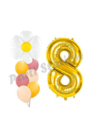 Papatya Konsept 9 Yaş Balon Set Papatya Çiçek Bahar Konsept Doğum Günü Parti Balon Set