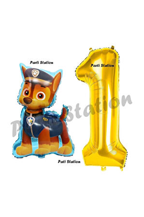 Paw Patrol Balon Paw Patrol Polis Köpek Chase 6 Yaş Balon ve Gold Rakam Balon Doğum Günü Parti Set