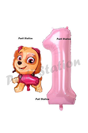 Paw Patrol Skye 8 Yaş Balon ve Pembe Rakam Balon Doğum Günü Parti Set