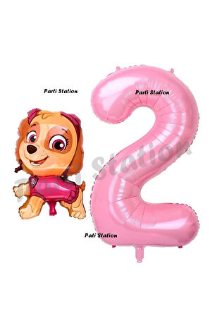 Paw Patrol Skye 8 Yaş Balon ve Pembe Rakam Balon Doğum Günü Parti Set
