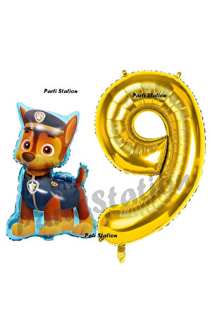 Paw Patrol Balon Paw Patrol Polis Köpek Chase 6 Yaş Balon ve Gold Rakam Balon Doğum Günü Parti Set