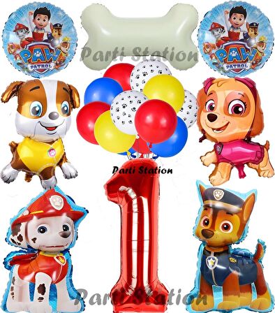 Paw Patrol 1 Yaş Balon Set Paw Petrol Marshall Chase Skye Rubble Doğum Günü Parti Folyo Balon Seti