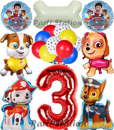 Paw Patrol 3 Yaş Balon Set Paw Petrol Marshall Chase Skye Rubble Doğum Günü Parti Folyo Balon Seti