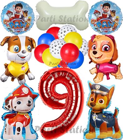 Paw Patrol 9 Yaş Balon Set Paw Petrol Marshall Chase Skye Rubble Doğum Günü Parti Folyo Balon Seti
