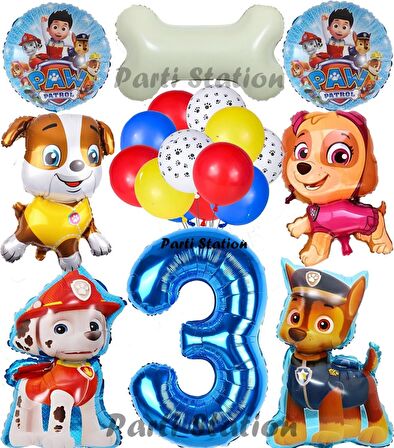 Paw Patrol 3 Yaş Balon Set Paw Petrol Marshall Chase Skye Rubble Doğum Günü Parti Folyo Balon Seti