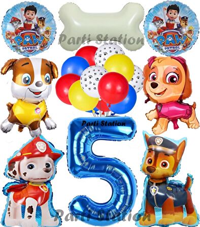 Paw Patrol 5 Yaş Balon Set Paw Petrol Marshall Chase Skye Rubble Doğum Günü Parti Folyo Balon Seti