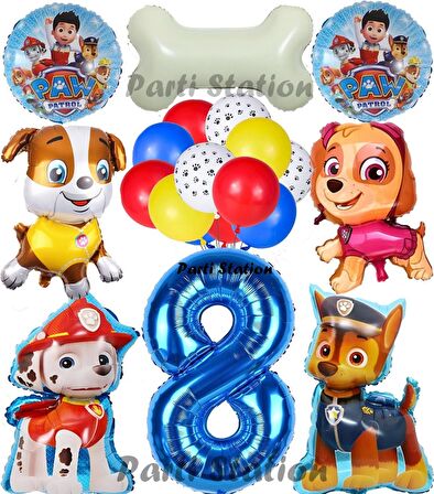 Paw Patrol 8 Yaş Balon Set Paw Petrol Marshall Chase Skye Rubble Doğum Günü Parti Folyo Balon Seti