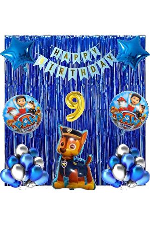 Paw Patrol Balon Seti Paw Petrol 9 Yaş Balon Seti Paw Patrol Doğum Günü Set Paw Patrol Chase