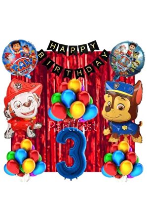 Paw Patrol Balon Seti Paw Petrol Yaş Balon Seti Paw Patrol Doğum Günü Set Paw Patrol Marshlall Chase