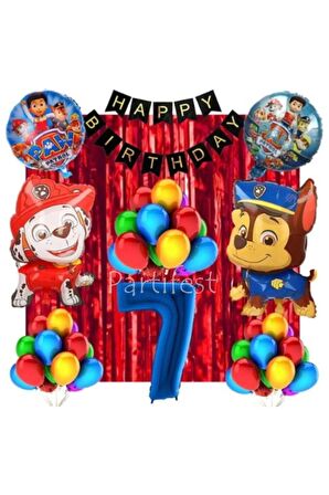 Paw Patrol 7 Yaş Balon Seti Paw Patrol Doğum Günü Set Paw Patrol Marshlall Chase