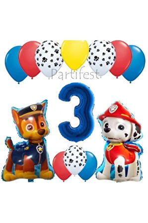 Paw Patrol 3 Yaş Balon Seti Paw Patrol Doğum Günü Set Paw Patrol Marshlall Chase
