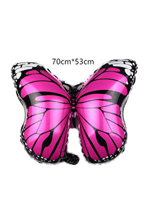 Pembe Kelebek Balon 7 Yaş Balon Set Kelebek Konsept Balon ve Krem Renk Rakam Balon