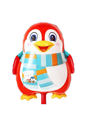 Sevimli Penguen Balon 1 Yaş Doğum Günü Balon Set Penguen Konsept ve Pembe Renk Rakam Balon