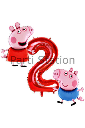 Peppa Pig Konsept 5 Yaş Balon Set Pembe Domuz Peppa Pig George Tema Doğum Günü Folyo Balon Set