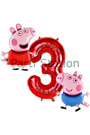 Peppa Pig Konsept 5 Yaş Balon Set Pembe Domuz Peppa Pig George Tema Doğum Günü Folyo Balon Set