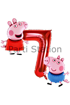 Peppa Pig Konsept 5 Yaş Balon Set Pembe Domuz Peppa Pig George Tema Doğum Günü Folyo Balon Set