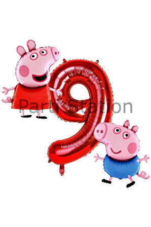Peppa Pig Konsept 5 Yaş Balon Set Pembe Domuz Peppa Pig George Tema Doğum Günü Folyo Balon Set