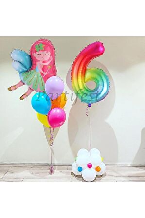 Peri Kızı Balon Set Peri Kızı Folyo Balon Set Konsept Doğum Günü Set 6 Yaş Balon