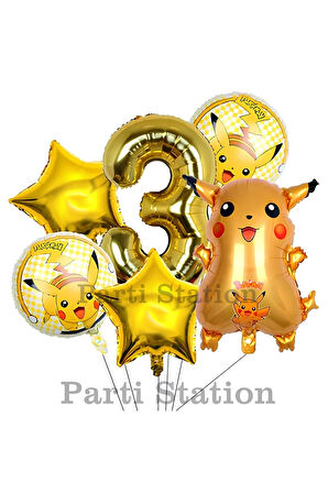 Pokemon Pikaçu Konsept 9 Yaş Doğum Günü Balon Set Pokemon Pikachu Folyo Balon Set