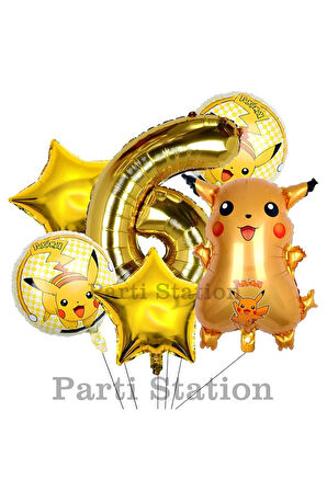 Pokemon Pikaçu Konsept 9 Yaş Doğum Günü Balon Set Pokemon Pikachu Folyo Balon Set