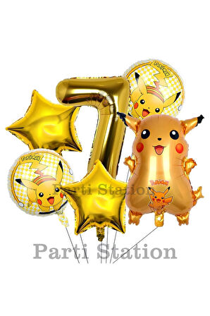 Pokemon Pikaçu Konsept 9 Yaş Doğum Günü Balon Set Pokemon Pikachu Folyo Balon Set