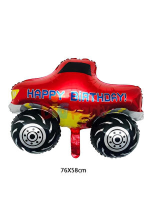 Canavar Kamyon Pikap 8 Yaş Balon Set Arabalar Konsept Canavar Kamyon Balon ve Kırmızı Rakam Balon