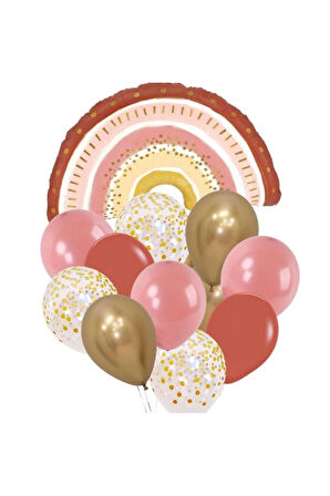 Boho Gökkuşağı Balon Set Gökkuşağı Konsept Balon Buketi Bohem Doğum Günü Balon Set