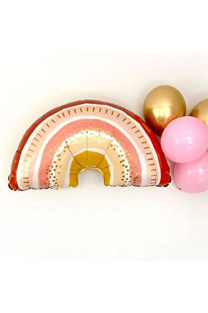 Boho Gökkuşağı Balon Set Gökkuşağı Konsept Balon Buketi Bohem Doğum Günü Balon Set