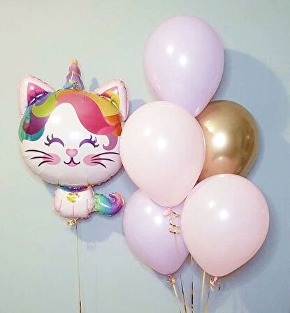 Unicorn Kedi Konsept Balon Set Sevimli Unicorn Kedi Balon Buketi Owl Doğum Günü Balon Set