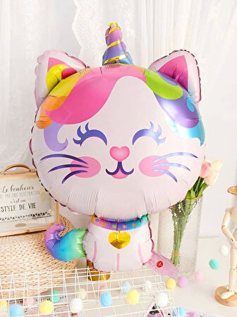 Unicorn Kedi Konsept Balon Set Sevimli Unicorn Kedi Balon Buketi Owl Doğum Günü Balon Set