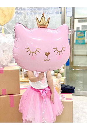 Sevimli Pembe Kedi Konsept Balon Set Sevimli Kedi Balon Buketi Doğum Günü Balon Set