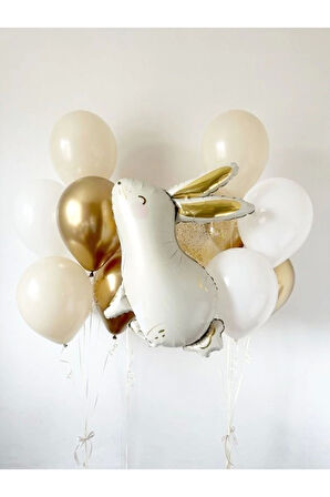 Woodland Konsept Tavşan Balon Set Sevimli Tavşan Balon Buketi Rabbit Balloon Doğum Günü Balon Set