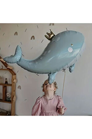 Sevimli Yeşil Balina Konsept Balina Balon Set Balina Balon Buketi Whale Balloon Doğum Günü Set