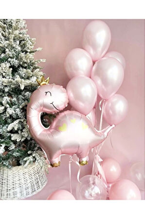 Sevimli Dinozor Konsept Pembe Dinozor Balon Set Dinosaur Balloon Doğum Günü Balon Buketi