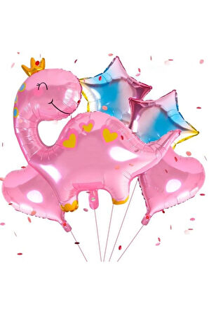 Sevimli Dinozor Konsept Pembe Dinozor Balon Set Pink Dinosaur Balloon