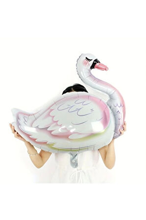 Beyaz Kuğu Konsept Sevimli Kuğu Balon Set Swan Balloon Birthday Party Set