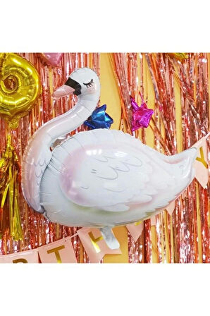 Beyaz Kuğu Konsept Sevimli Kuğu Balon Set Pink Swan Balloon Birthday Party Set