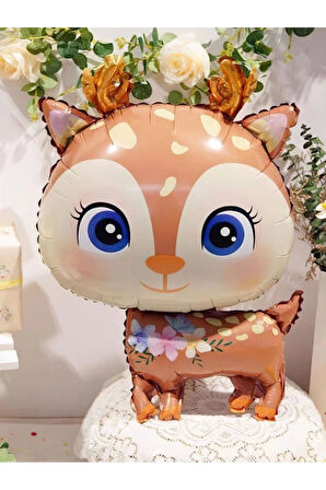 Woodland Konsept Sevimli Geyik Balon Set Deer Balloon Birthday Party Set