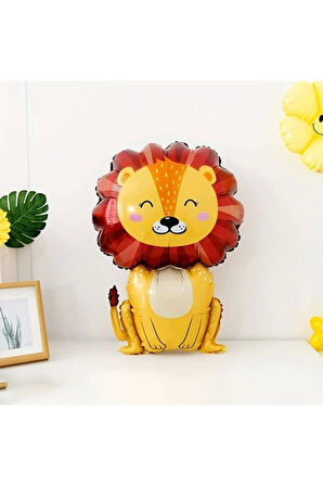 1 Adet Safari Konsept Sevimli Aslan Folyo Balon Lion Balloon 100 cm