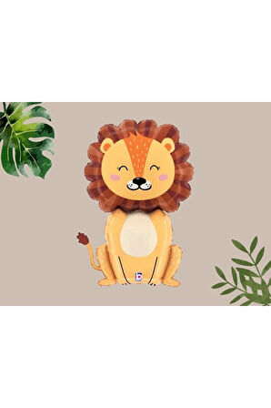 1 Adet Safari Konsept Sevimli Aslan Folyo Balon Lion Balloon 100 cm