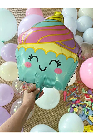 Pastane Şeker Cupcake Konsept Doğum Günü Balon Set İce Cream Tema Doğum Günü Balon