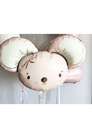 Sevimli Pembe Fare Folyo Balon Hamster Fare Konsept Folyo Balon 1 Adet 68x59 cm