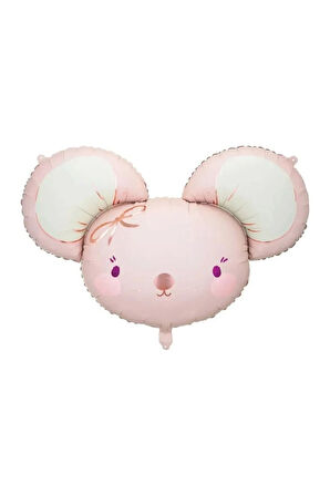 Sevimli Pembe Fare Folyo Balon Hamster Fare Konsept Folyo Balon 1 Adet 68x59 cm