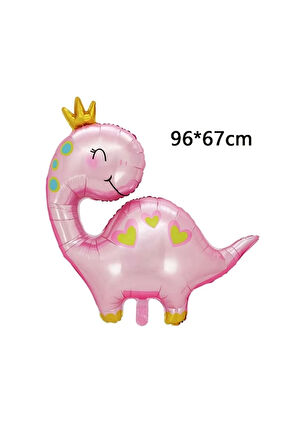 Pembe Dinozor Konsept 9 Yaş Balon Set Sevimli Pembe Dinozor Doğum Günü Folyo Balon Set