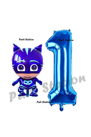 Pijamaskeliler Yaş Balon Seti Pjmasks Konsept Helyum Balon Set Pijamaskeli Doğum Günü Set