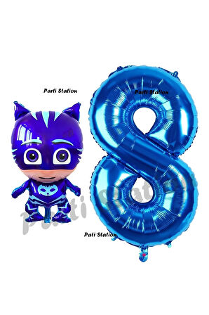 Pijamaskeliler Yaş Balon Seti Pjmasks Konsept Helyum Balon Set Pijamaskeli Doğum Günü Set