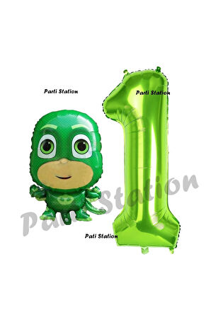Pijamaskeliler Yaş Balon Seti Pjmasks Konsept Helyum Balon Set Pijamaskeli Doğum Günü Set